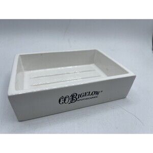CO Bigelow Apothecaries Ceramic White Soap Dish